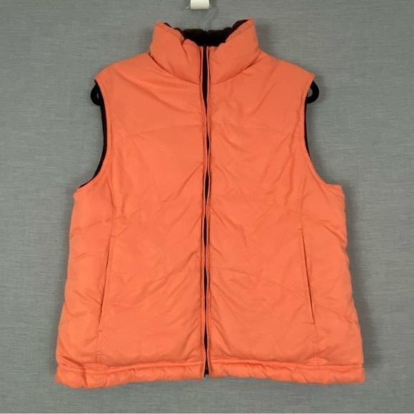 WindRiver Reversible Down Filled Puffer Vest Corduroy and Orange Sz Medium - Picture 9 of 13